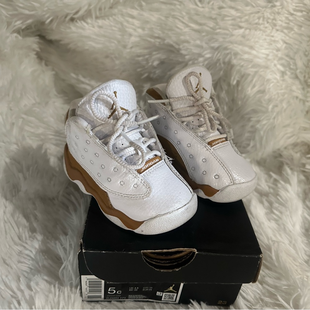 Jordan Kids' White and Tan Sneakers